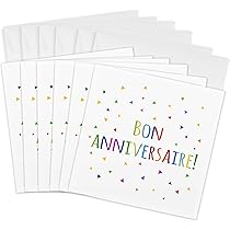 3dRose Bon Anniversaries - Happy Birthday In French Greeting